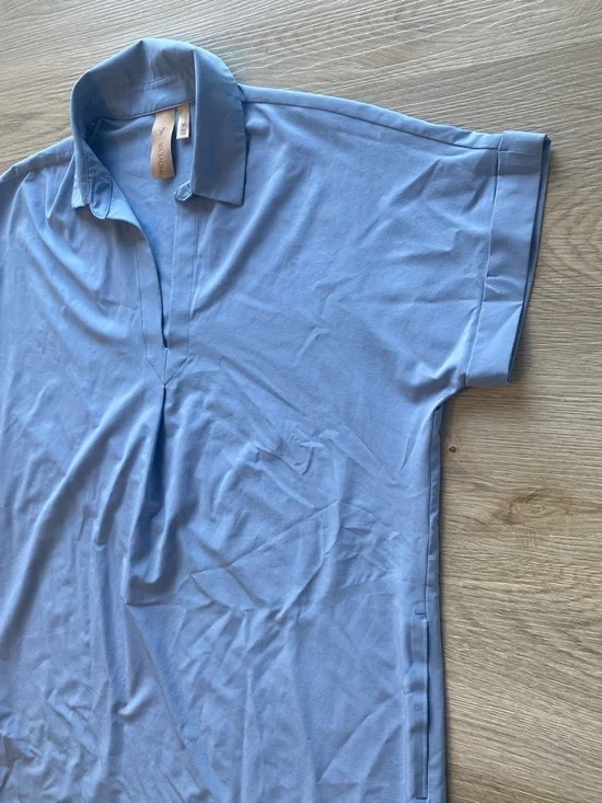 Indyeva Blue Collared Shift Dress Medium | Travel Casual Athleisure - Picture 6 of 11